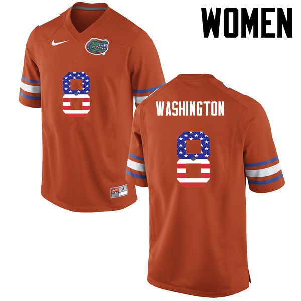 Florida Gators Women #8 Nick Washington College Football Jersey USA Flag Fashion Orange